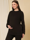 Winter maternity tunic with side zipper- side view