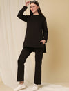 Maternity Winter Fleece Bootcut Pants- Black