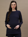 Winter Fleece Maternity Sweatshirt- Navy Blue