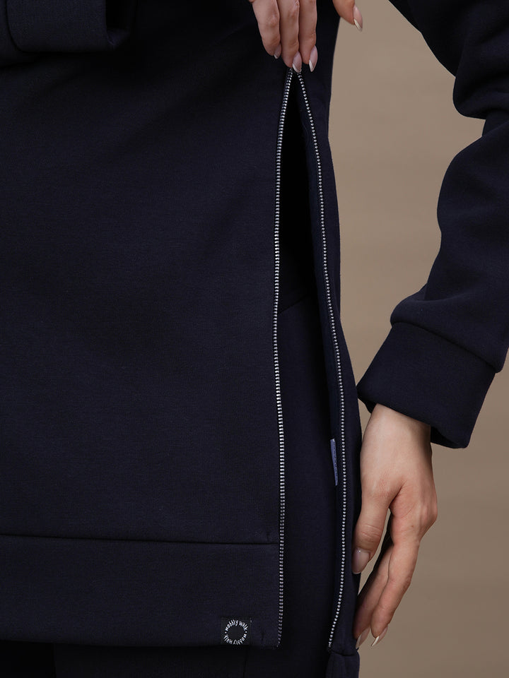 Winter Fleece Maternity Sweatshirt- Navy Blue