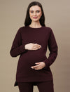 Winter Fleece Maternity Sweatshirt- Wine Berry