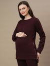 Winter Fleece Maternity Sweatshirt- Wine Berry