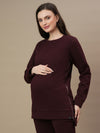 Winter Fleece Maternity Sweatshirt- Wine Berry