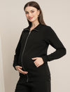 Maternity Winter Fleece Sweatshirt - Black