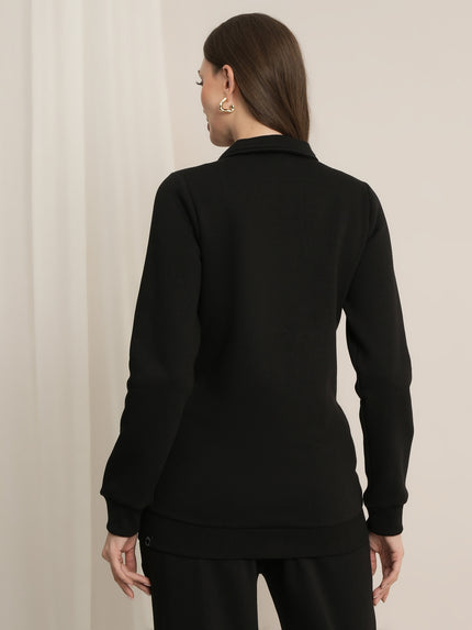 Maternity Winter Fleece Sweatshirt - Black