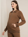 Maternity Winter Fleece Sweatshirt - Brown
