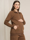 Maternity Winter Fleece Sweatshirt - Brown