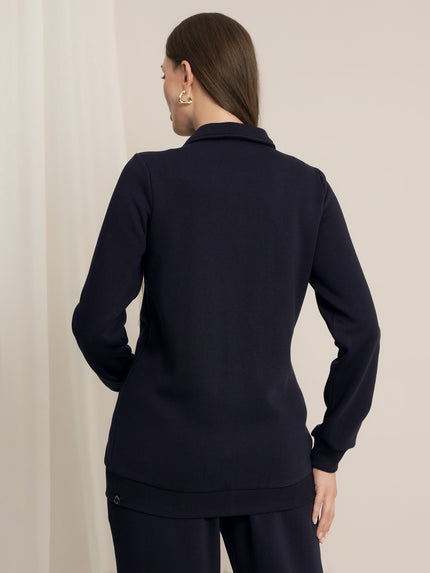 Maternity Winter Fleece Co-ord Set with Zip - Navy Blue