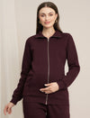 Maternity Winter Fleece Sweatshirt - Wine