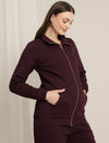 Maternity Winter Fleece Co-ord Set with Zip - Wine