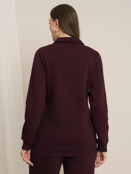 Maternity Winter Fleece Sweatshirt - Wine