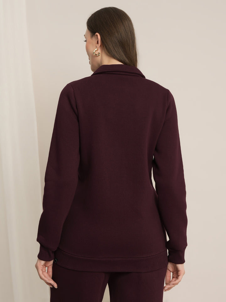 Maternity Winter Fleece Sweatshirt - Wine