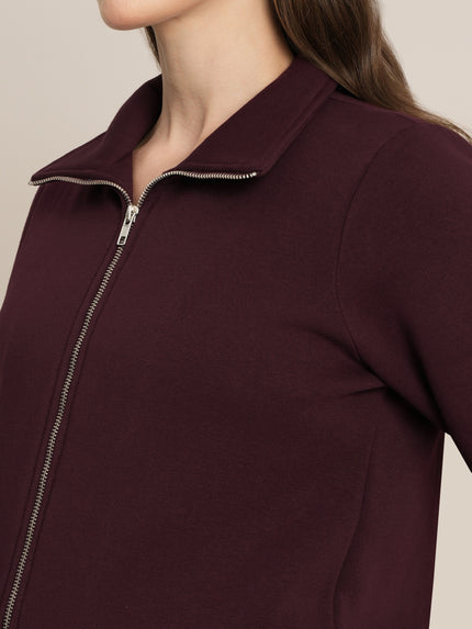 Maternity Winter Fleece Co-ord Set with Zip - Wine