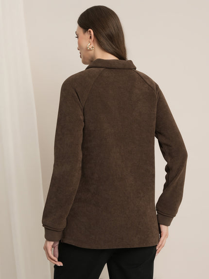 Maternity Winter Half-Zip Nursing Sweatshirt Top