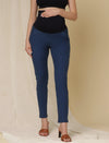 Winter Fleece Maternity Denim Pants- Denim Blue