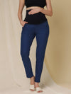 Winter Fleece Maternity Denim Pants- Midnight Blue