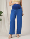 Maternity Fleece Winter Wide-leg Pants- Blue
