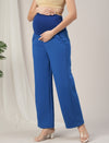 Maternity Fleece Winter Wide-leg Pants- Blue