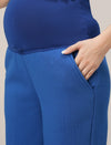 Maternity Fleece Winter Wide-leg Pants- Blue