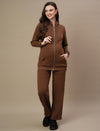 Maternity Fleece Winter Wide-leg Pants- Brown