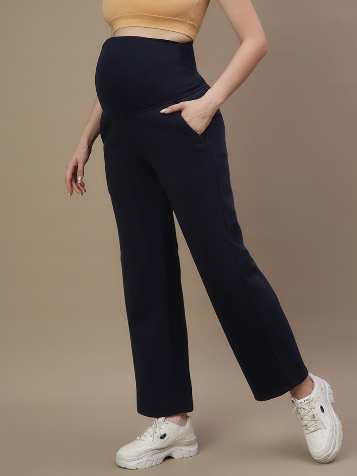 Maternity Winter Fleece Co-ord Set with Zip - Navy Blue