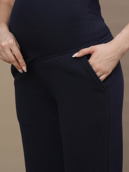 Maternity Winter Fleece Co-ord Set with Zip - Navy Blue