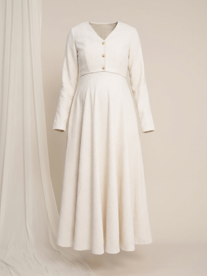 Maternity Winter Lurex Tweed Maxi Dress with Jacket