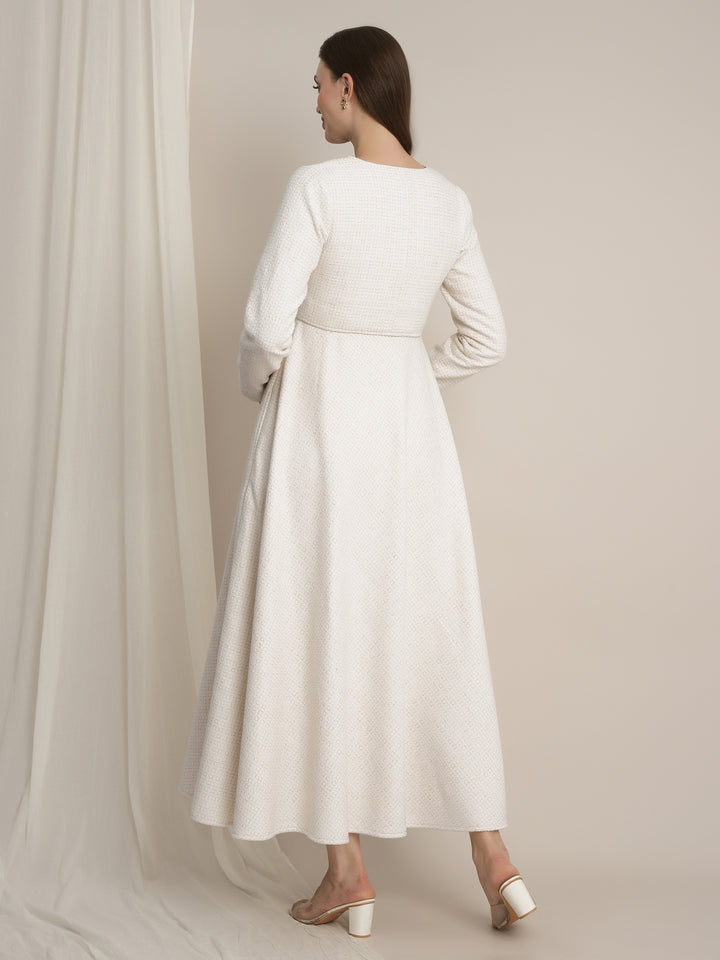 Maternity Winter Lurex Tweed Maxi Dress with Jacket