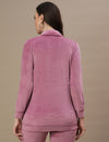 Maternity Winter Velvet Jacket- Mulberry