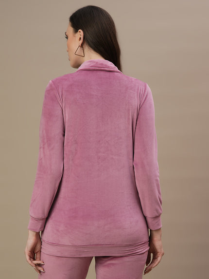 Maternity Winter Velvet Jacket- Mulberry