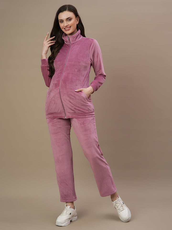 Maternity Winter Velvet Jacket- Mulberry