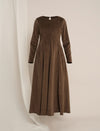 Brown Maternity Winter Fleece Panelled A-Line Maxi Dress