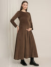 Brown Maternity Winter Fleece Panelled A-Line Maxi Dress