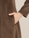 Brown Maternity Winter Fleece Panelled A-Line Maxi Dress
