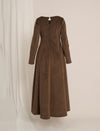Brown Maternity Winter Fleece Panelled A-Line Maxi Dress