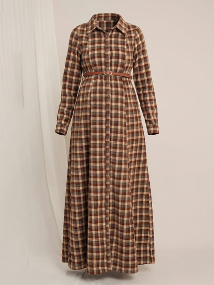 Maternity Winter Woolen Maxi Shirt Dress