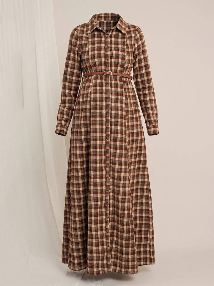 Maternity Winter Woolen Maxi Shirt Dress