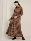 Maternity Winter Woolen Maxi Shirt Dress