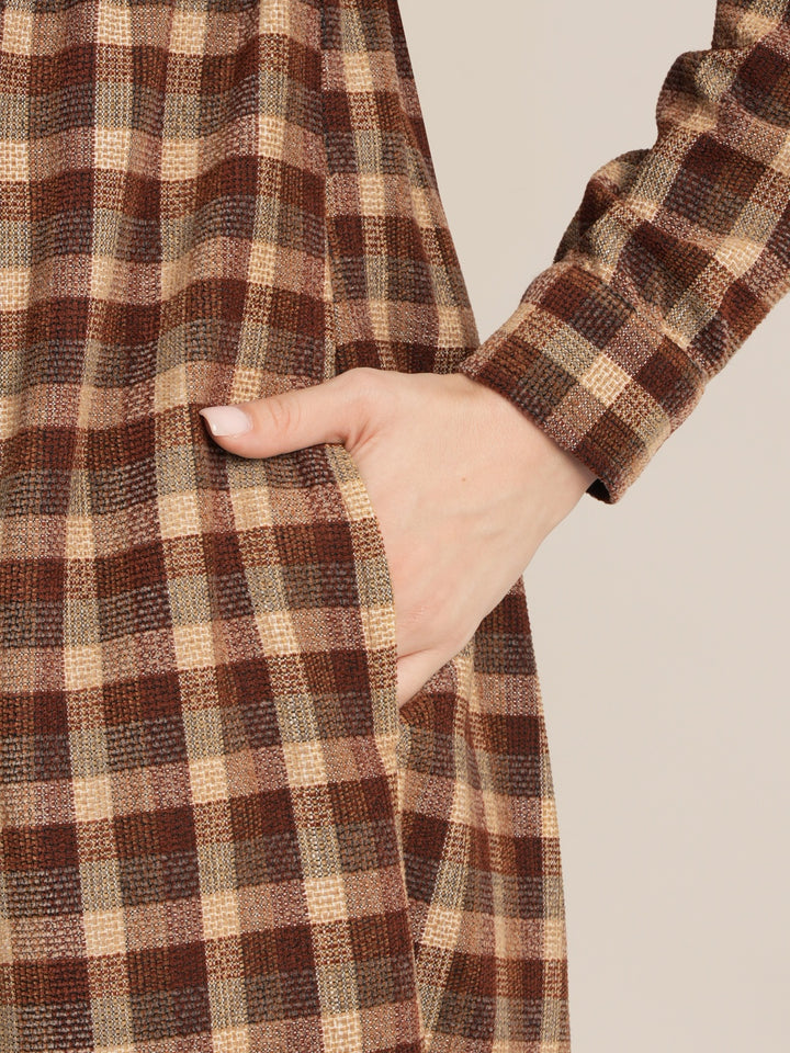 Maternity Winter Woolen Maxi Shirt Dress
