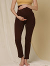 Maternity French Terry Ankle Pants- Brown