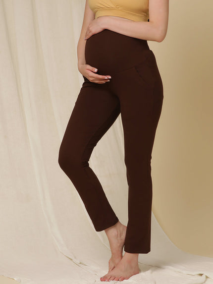 Maternity French Terry Ankle Pants- Brown