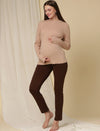 Maternity French Terry Ankle Pants- Brown