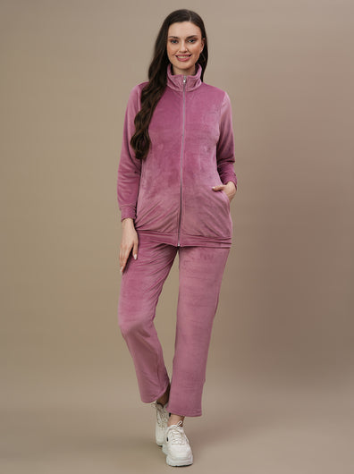 Winter Maternity Set with Jacket and Pyjama- Mulberry