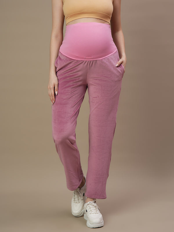Maternity Wide-leg Winter Pants- Mulberry