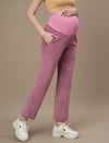 Maternity Wide-leg Winter Pants- Mulberry