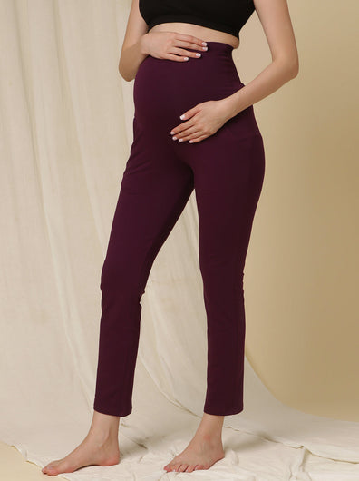Maternity French Terry Ankle Pants- Purple