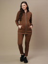 Winter Fleece Maternity Hoodie Set- Brown
