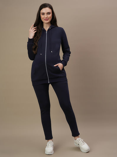 Winter Fleece Maternity Hoodie Set- Navy Blue