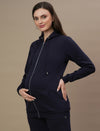 Winter Fleece Maternity Hoodie Set- Navy Blue