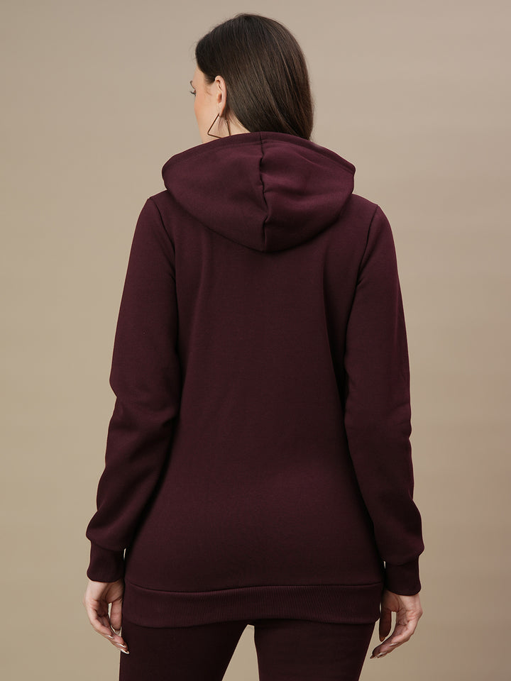 Winter Fleece Maternity Hoodie Set- Wine Berry